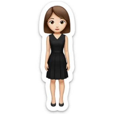 asian young woman brown-haired in black daily dress  sticker