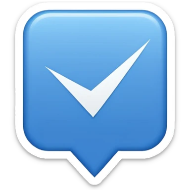 Make Make a symbol with a tilted blue colored square with a tick mark inside it in the middle. Make the edge of the square sharp. Make it normal tilt square and normal tick in the middle sticker