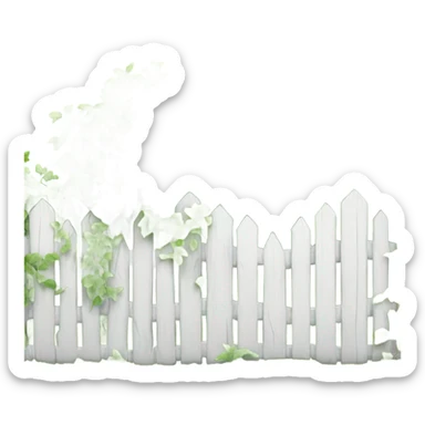 White fence with vines growing up it sticker