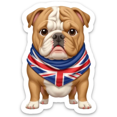 bulldog with a British flag scarf sticker