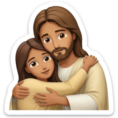 Jesus hugging lady sticker