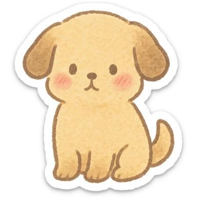 soft pastel puppy silhouette, Japanese hand-drawn kawaii style, full object, with blushing cheeks sticker