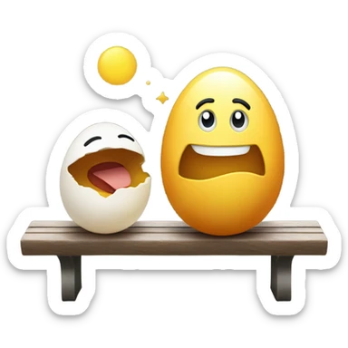 Happy egg that’s sitting on a bench talking to his friend sticker