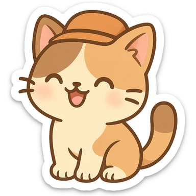 fun and friendly cat wearing a hat sticker