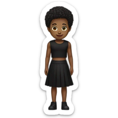 Boy with a black skirt and a black crop top sticker