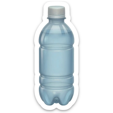 aesthetic clear water in tall clear full plastic drink bottle with white lid realistic soft textures sticker