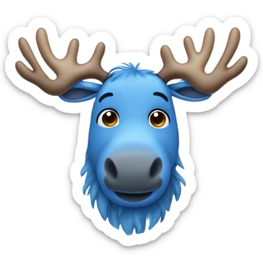 Cute blue moose with blue body and blue antlers freckles too  sticker