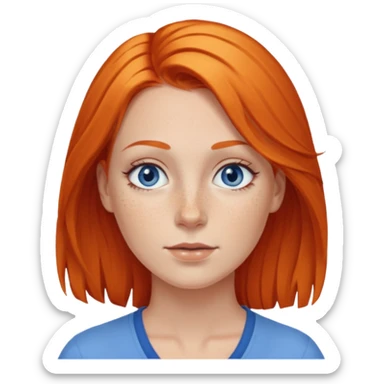 27 year old white woman, orange hair, blue eyes sticker