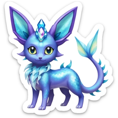 Shiny Iridescent Nebulae Espeon-Lumineon-Vaporeon-Amaura-Glaceon-Dragonair-Fakémon-hybrid-creature (full body)  sticker