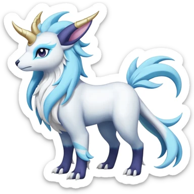Shiny Glossy Pastel Light Divine Goated Beautiful Floral Snowy Pretty Absol-Amaura-Suicune-Cobalion-fusion, full body sticker