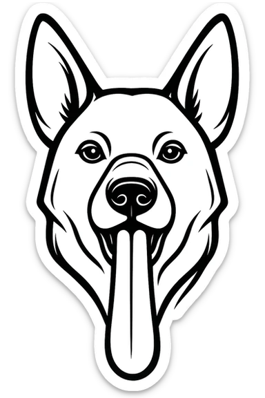 Make the dog's tongue much longer, keep the dog detailed vector style, transparent background. sticker
