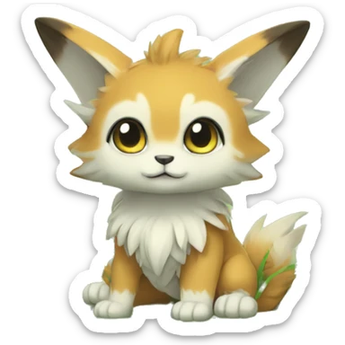 a anthro chibi-style grass-type-ground-type Fakémon-hybrid full body sticker