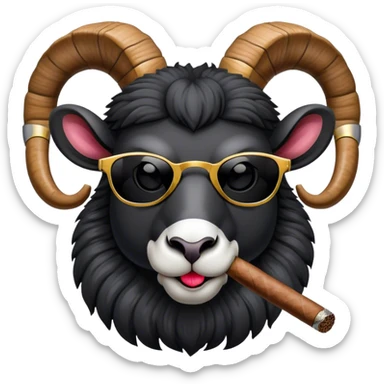 Big Black ram sunglasses head smoking cigar sticker