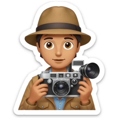 Photographer with vintage film camera,single camera sticker