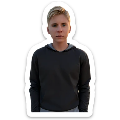 blonde boy at sunset sticker