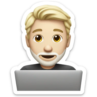 white-skinned male product designer sitting with macbook sticker