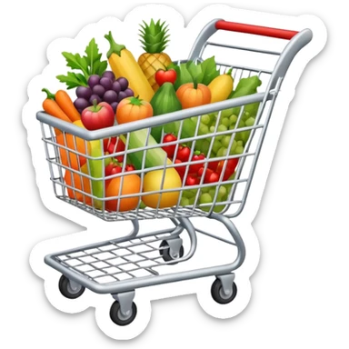 shopping cart silver with stuff sticker