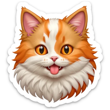 Fluffy mancoon kitten with tongue out sticker