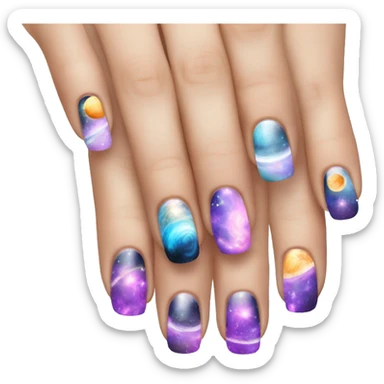 manicure with planets sticker