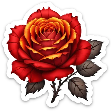 Dying rose on fire sticker
