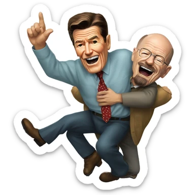 Ronald Reagan giving Walter White a piggyback ride sticker