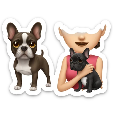Brunette with French bulldog sticker