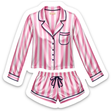 Striped pink and white silk Victoria’s Secret pajama set sticker
