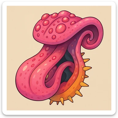 a freaky tongue, surreal and playful, with exaggerated features sticker