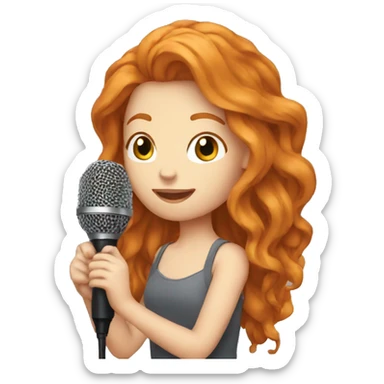 pretty GINGER girl holding mic sticker
