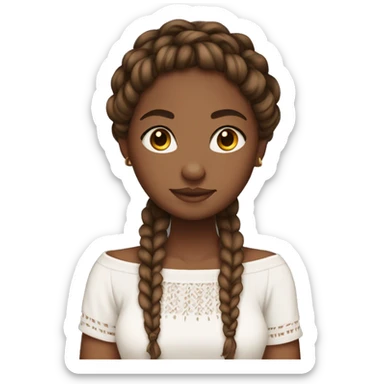 brown skin girl with white off the shoulder shirt and boho braids sticker