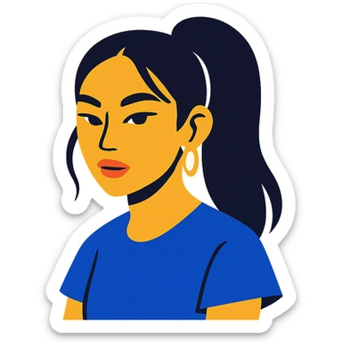 Asian girl with hairstyle like Tate McRae sticker