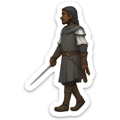 a medieval dark rpg person walking sideview sticker