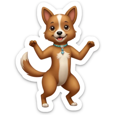 dog dancing with two legs sticker