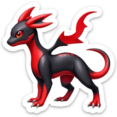 Cute Shiny Guilmon-Salandit-Umbreon-Fakémon-hybrid-creature (full body)  sticker