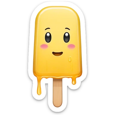 Thin yellow popsicle with rounded top and dripping  sticker
