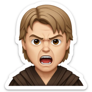 angry screaming anakin skywalker realistic face sticker