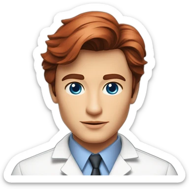 Alain Delon young lab scientist blue eyes short red hair sticker
