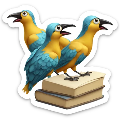 three birds studying and learning sticker