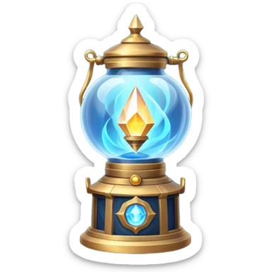 ancient fantasy magic lantern object icon, arcane crystal core, swirling magical energy, glowing runes orbiting the lantern, ethereal light beams, enchanted metal frame, powerful fantasy aura, 3D cartoon, mobile game icon style, centered, clean background, no text, no watermark
 sticker