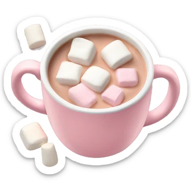 Light Pink mug of hot chocolate with marshmallows  sticker