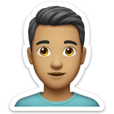 Garçon cheveux noird court lisse sticker