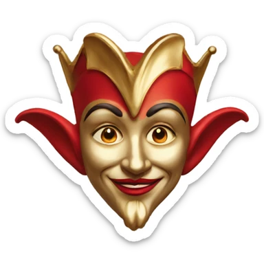 Vintage Jester high cheekbones, red, gilded  sticker