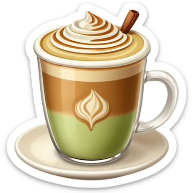 pistachio latte with latte art sticker