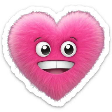 fuzzy heart sticker