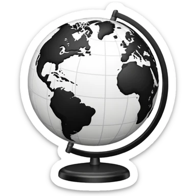 Black and white line work globe sticker