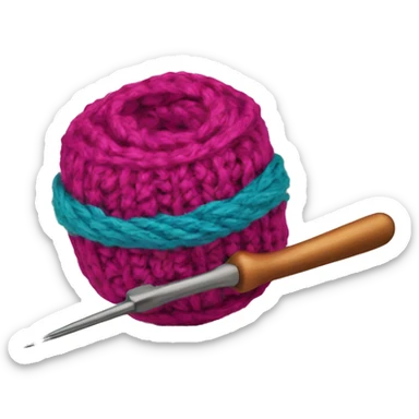 Crochet hook and ball of yarn sticker