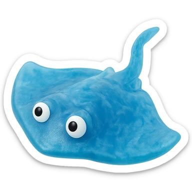 hyper-detailed retro 90's toy style see-through semi-transparent blue plastic stingray with derpy eyes soft plastic soft reflections soft and squishy some cloudiness not shiny highly detailed appealing no tag no background sticker