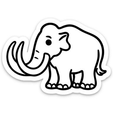 Woolly mammoth with distinctive curved tusks and trunk, side view sticker