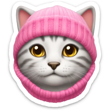 Cat wearing a pink beanie  sticker