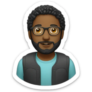 Black Male Programmer With Beard & Round Glasses sticker